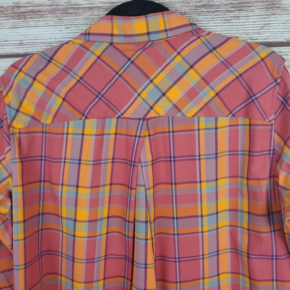 Alaskan Hardgear by Duluth Womens Large Orange/Pink Plaid Button Down Shirt - Picture 7 of 8